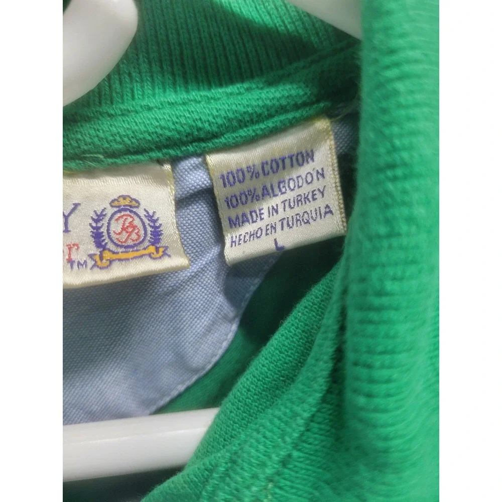 Bugle Boy Vintage Green Short Sleeve Pique Polo Shirt Embroidered Logo Mens L